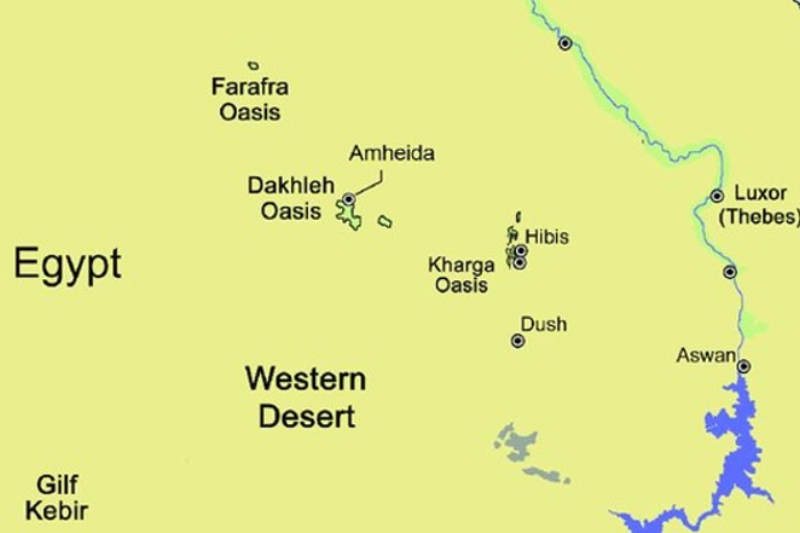 Mappa geografica dell'Oasi di Kharga