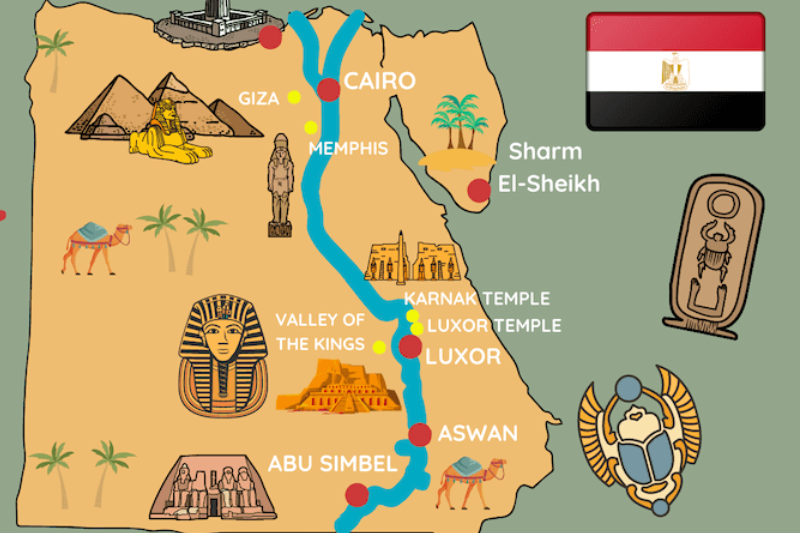 Mappa dell'Egitto e della penisola del Sinai