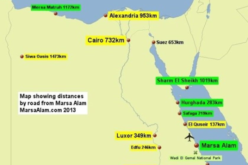Mappa del percorso tra Marsa Alam e Luxor